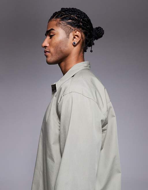 DESIGN Relaxed Overhead Shirt In Sage