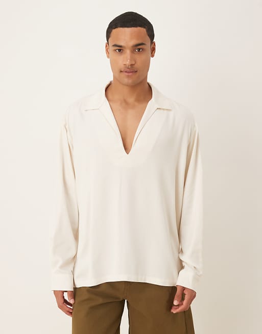 DESIGN relaxed overhead shirt in white