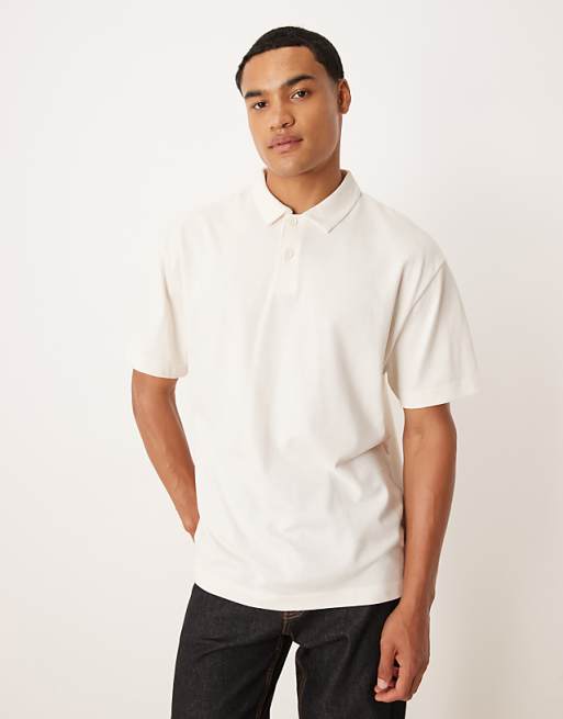 DESIGN relaxed polo in cream pique