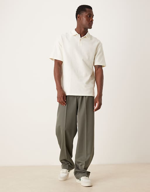 DESIGN Relaxed Polo In Cream Texture