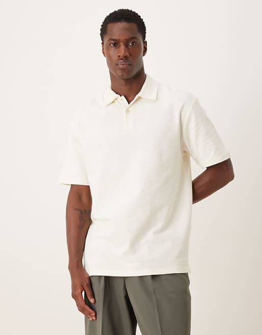 DESIGN relaxed polo in cream texture