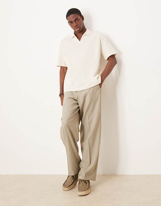 DESIGN Relaxed Polo In Cream Waffle