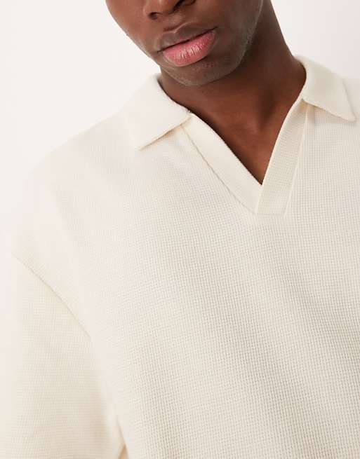 DESIGN Relaxed Polo In Cream Waffle