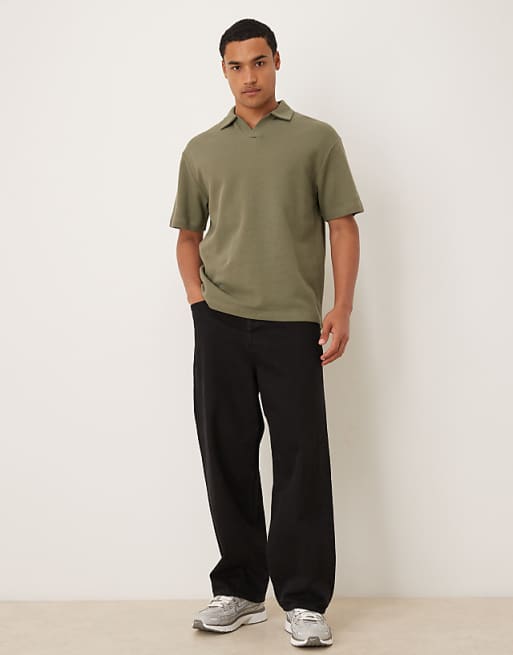 DESIGN Relaxed Polo In Khaki Waffle