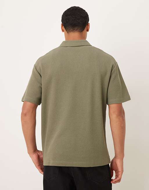DESIGN Relaxed Polo In Khaki Waffle