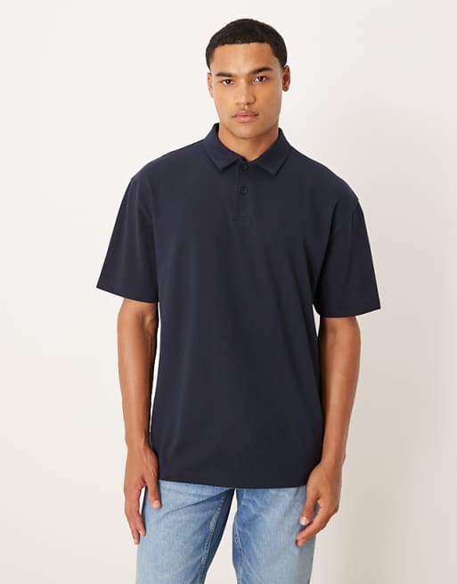 DESIGN relaxed polo in navy pique