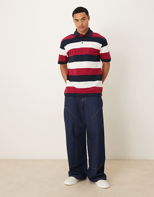 DESIGN Relaxed Polo In Textured Stripe
