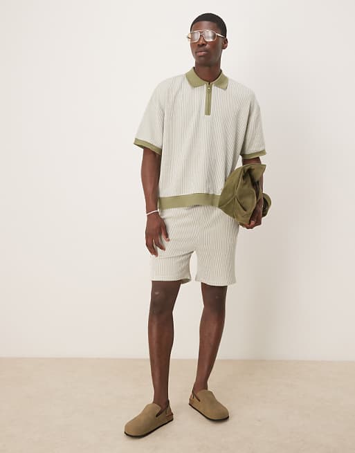 DESIGN Relaxed Polo In Textured Stripe
