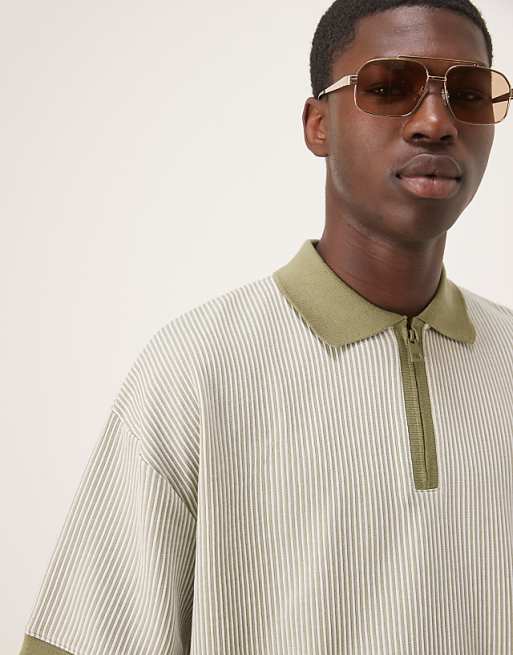 DESIGN Relaxed Polo In Textured Stripe