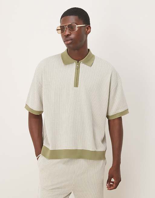 DESIGN relaxed polo in textured stripe