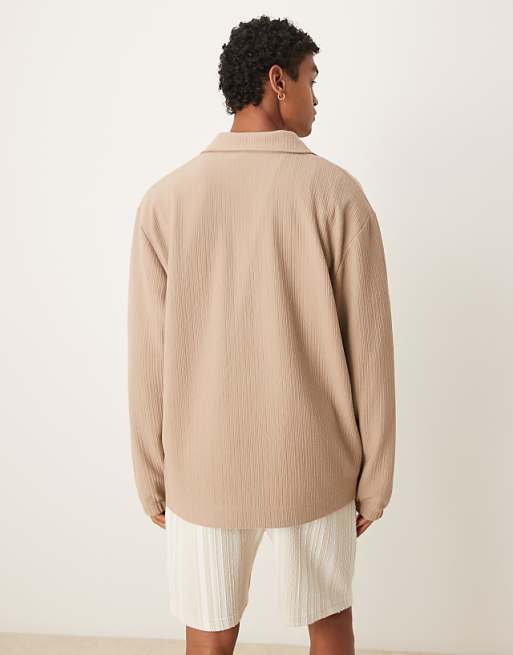 DESIGN Relaxed Polo Sweatshirt In Brown