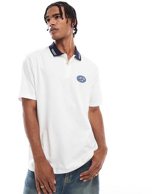 DESIGN Relaxed Polo With Front Golf Graphic In White
