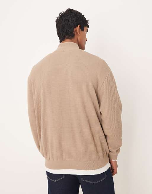 DESIGN Relaxed Quarter Zip Sweatshirt In Beige