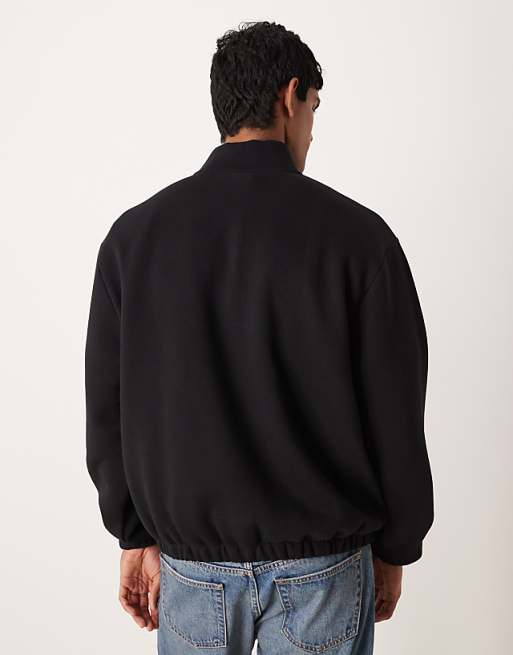 DESIGN Relaxed Quarter Zip Sweatshirt In Black