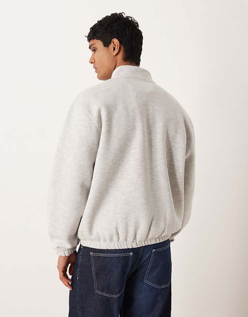 DESIGN Relaxed Quarter Zip Sweatshirt In White Marl