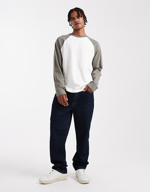 DESIGN Relaxed Raglan Long Sleeve T-shirt In Cream - CREAM