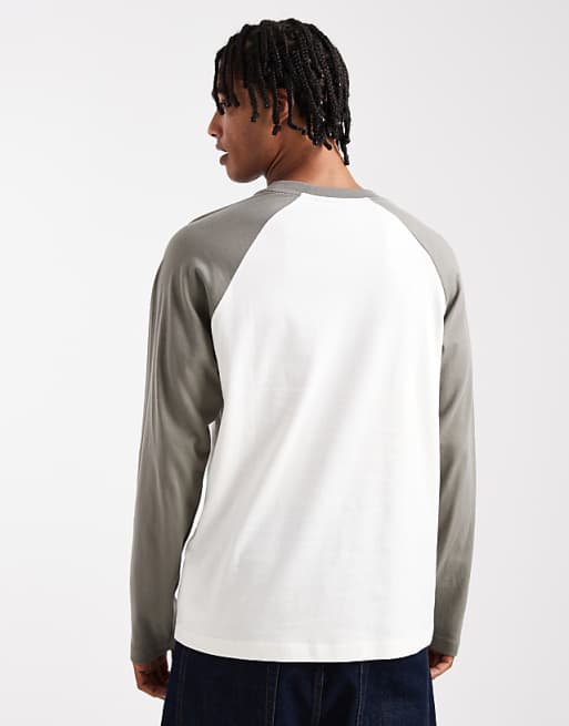 DESIGN Relaxed Raglan Long Sleeve T-shirt In Cream - CREAM