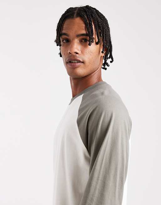 DESIGN Relaxed Raglan Long Sleeve T-shirt In Cream - CREAM