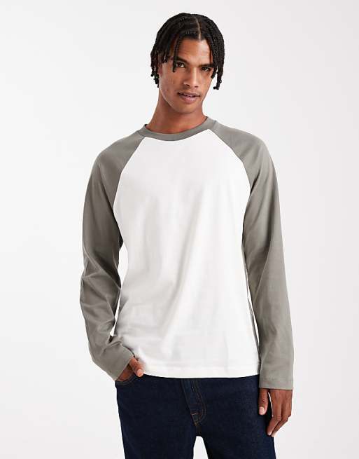 DESIGN relaxed raglan long sleeve t-shirt in cream - CREAM