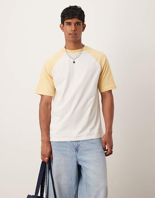 DESIGN relaxed raglan t-shirt in cream