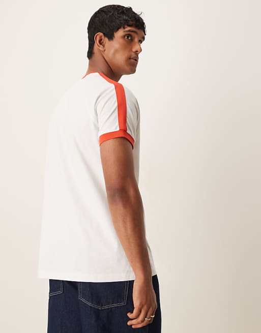 DESIGN Relaxed Raglan T-shirt With Contrast Collar And City Graphic In White