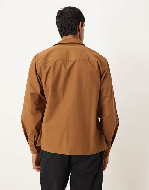 DESIGN Relaxed Revere Collar With Side Tie In Light Brown