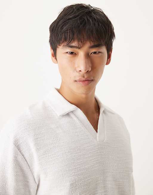 DESIGN Relaxed Revere Polo In White Texture