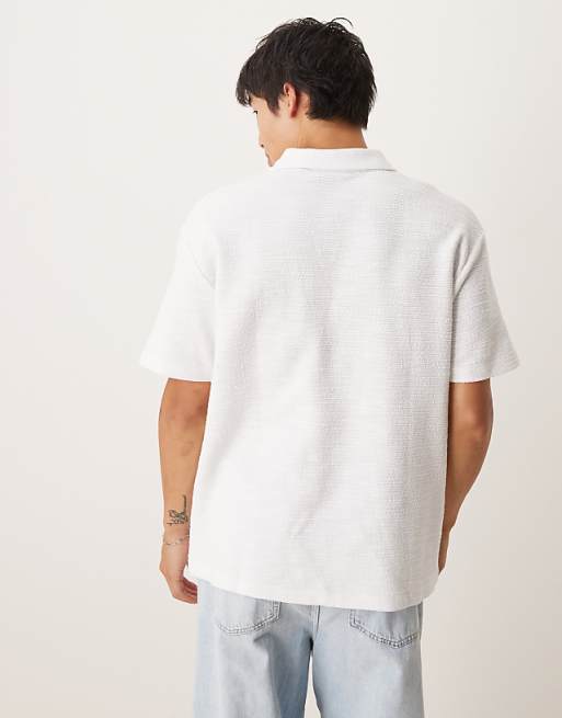DESIGN Relaxed Revere Polo In White Texture