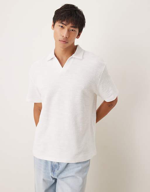 DESIGN relaxed revere polo in white texture