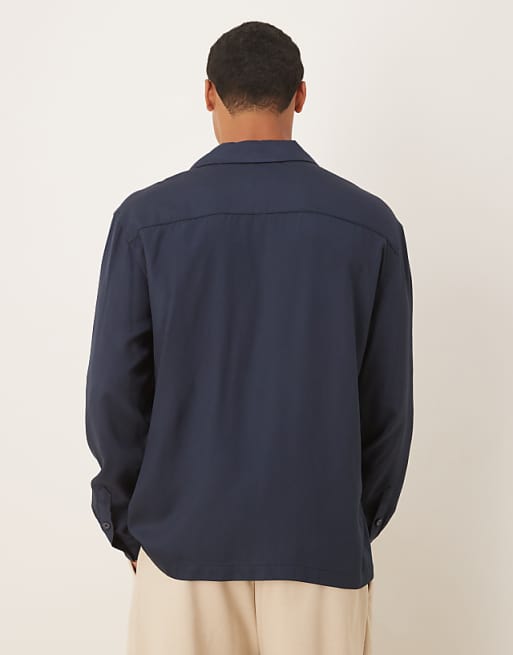 DESIGN Relaxed Revere Shirt In Navy