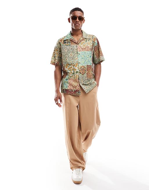 DESIGN Relaxed Revere Shirt In Tapestry Print