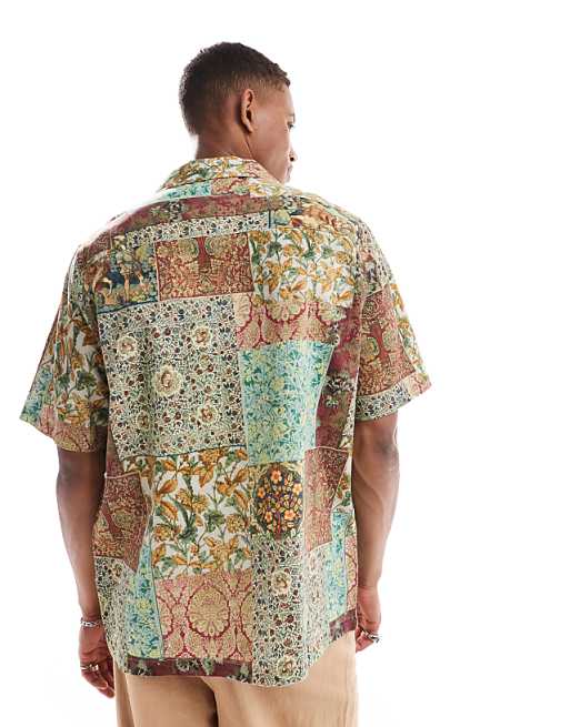 DESIGN Relaxed Revere Shirt In Tapestry Print
