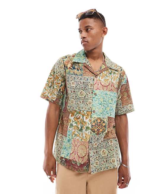 DESIGN relaxed revere shirt in tapestry print
