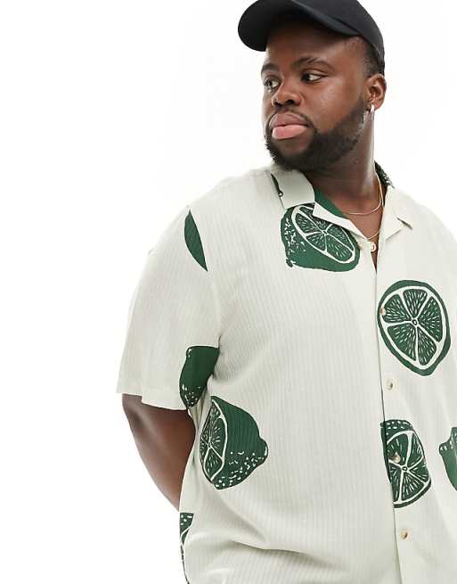 DESIGN Relaxed Revere Shirt With Fruit Print
