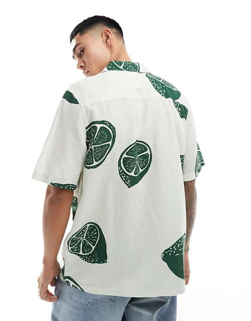 DESIGN Relaxed Revere Shirt With Fruit Print