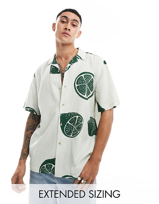 DESIGN relaxed revere shirt with fruit print