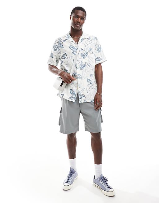 DESIGN Relaxed Revere Shirt With Vintage Tropical Floral Print