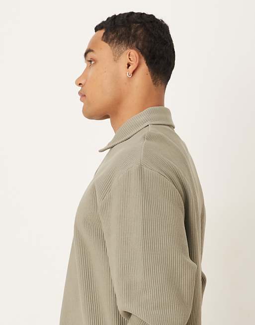 DESIGN Relaxed Ribbed Polo In Beige