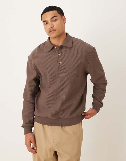 DESIGN relaxed ribbed polo in brown