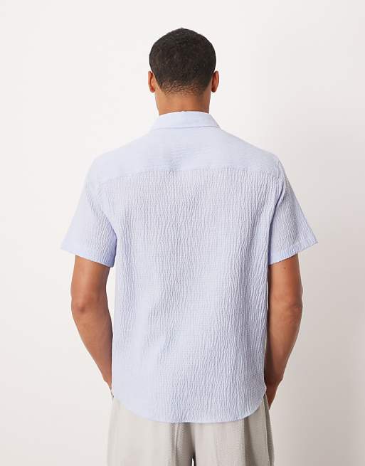 DESIGN Relaxed Seersucker Shirt In Blue