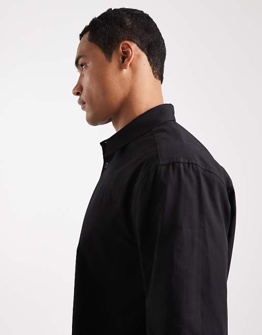 DESIGN Relaxed Shirt In Black With Text Print