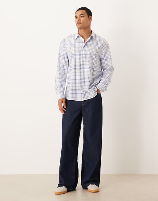 DESIGN Relaxed Shirt In Blue Check