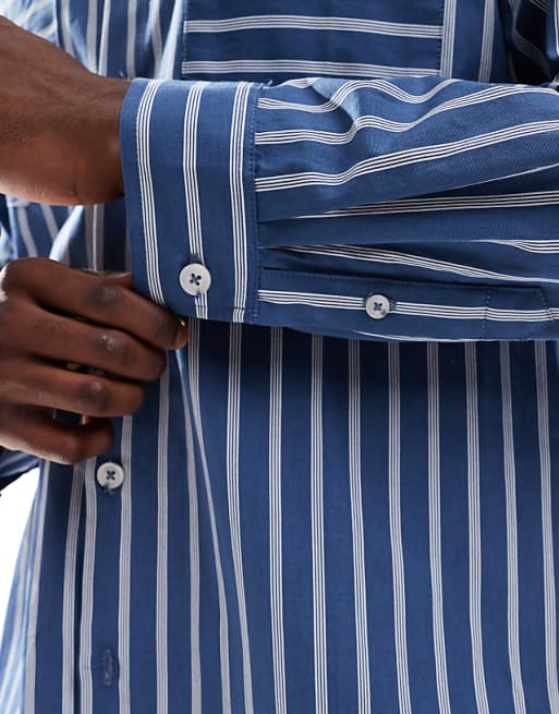 DESIGN Relaxed Shirt In Blue Stripe