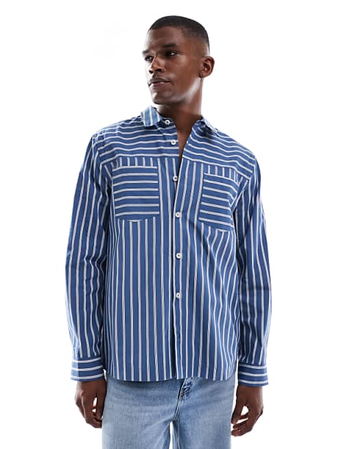 DESIGN relaxed shirt in blue stripe