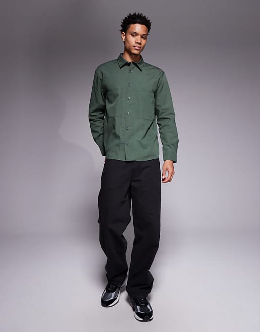 DESIGN Relaxed Shirt In Dark Green