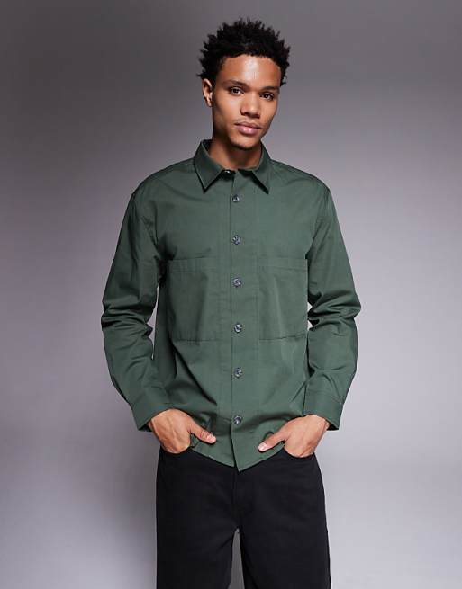 DESIGN relaxed shirt in dark green