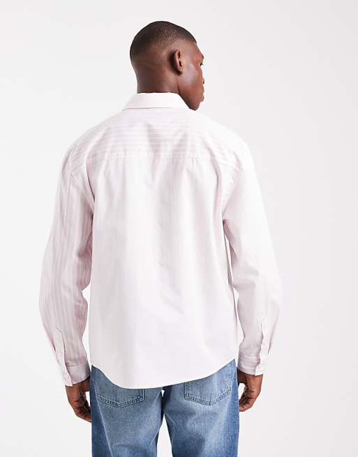 DESIGN Relaxed Shirt In Pink Patchwork Stripe