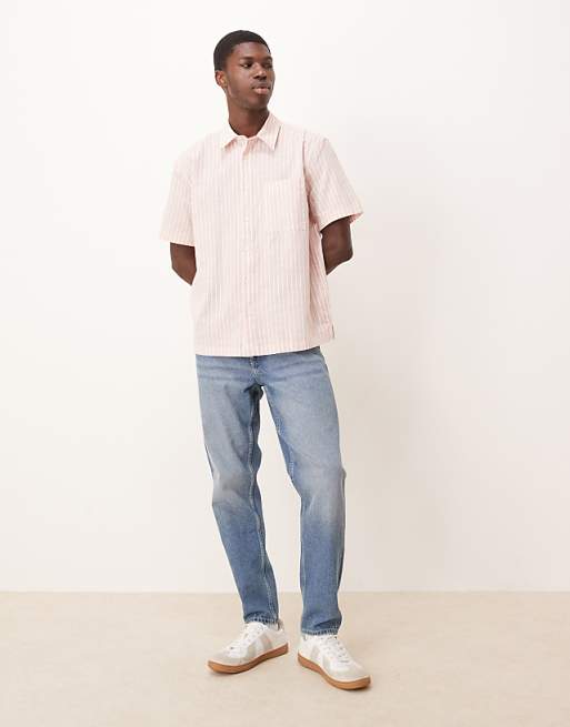 DESIGN Relaxed Shirt In Pink Stripe