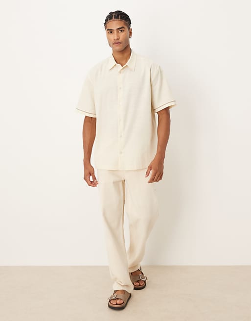DESIGN Relaxed Shirt With Back Print In Beige