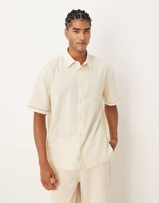 DESIGN Relaxed Shirt With Back Print In Beige